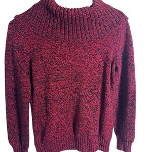 Ralph Lauren Jeans Turtle Neck Cozy Red and Black Knit Sweater Size Small